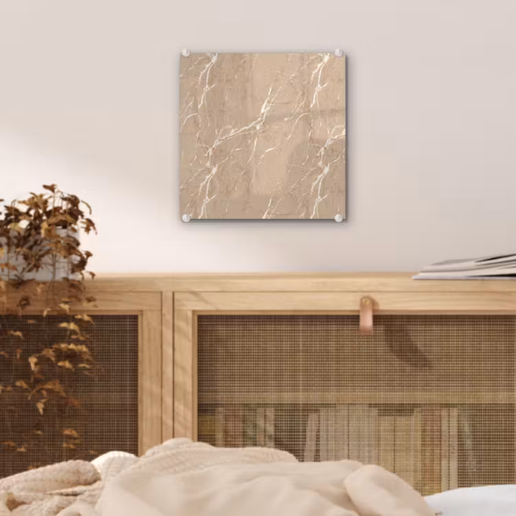 Glas schilderij - Beige - Marmer - Organisch - Wit — 5