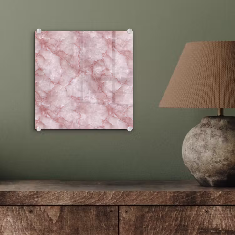 Glas schilderij - Roze - Kwartsmarmer - Aders — 4