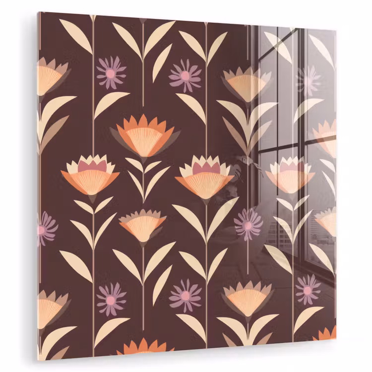 Glas schilderij - Elegant - Retro - Bruin — 1