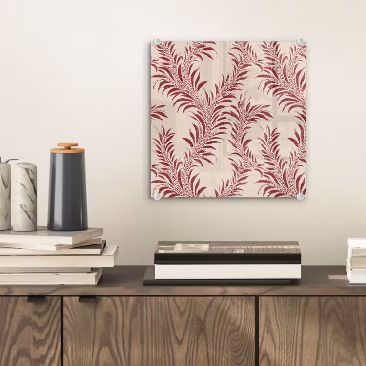 Glas schilderij - Bladeren - Linnen - Rood — 2