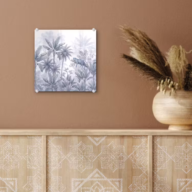 Glas schilderij - Kat - Tropisch bos - Modern - Grijs — 6