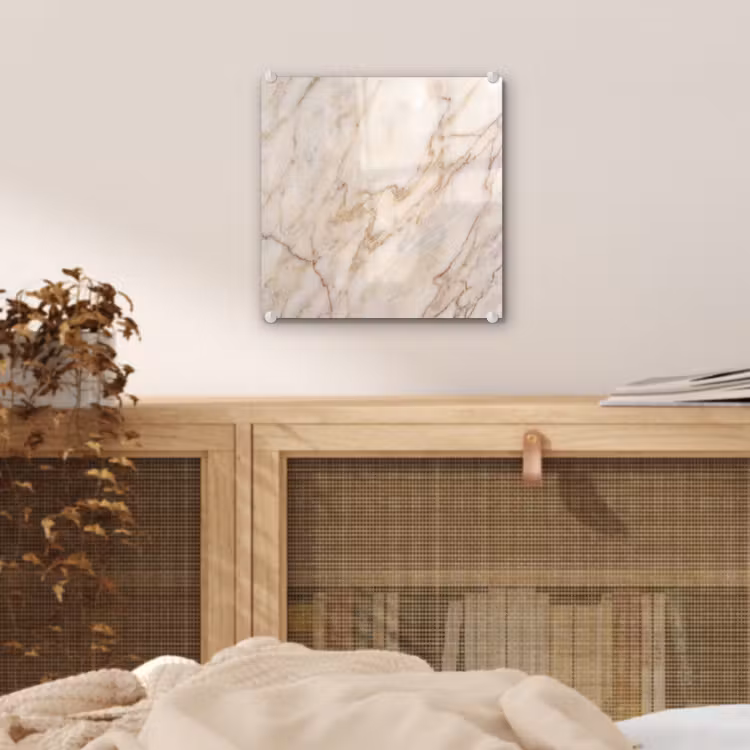 Glas schilderij - Marmer - Ader - Abstract - Wit - Goud — 5