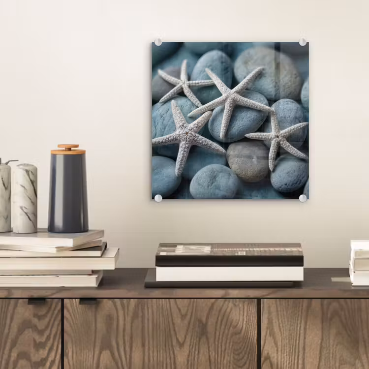 Glas schilderij - Zeesterren - Stenen - Wit — 2