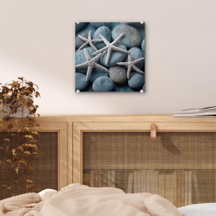 Glas schilderij - Zeesterren - Stenen - Wit — 5