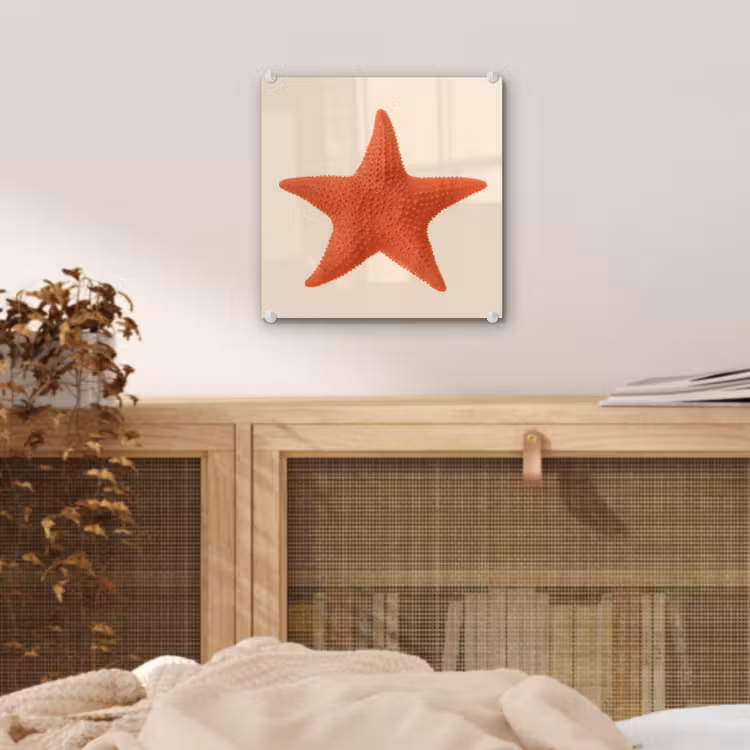 Glas schilderij - Zeester - Bobbels - Rood — 5
