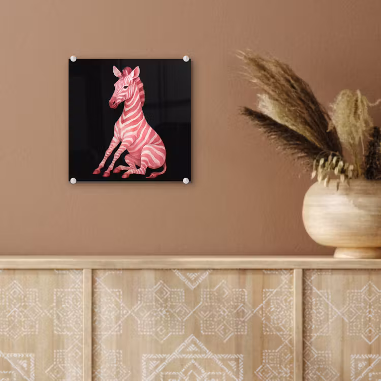 Glas schilderij - Zebra - Roze - Gestreept — 6