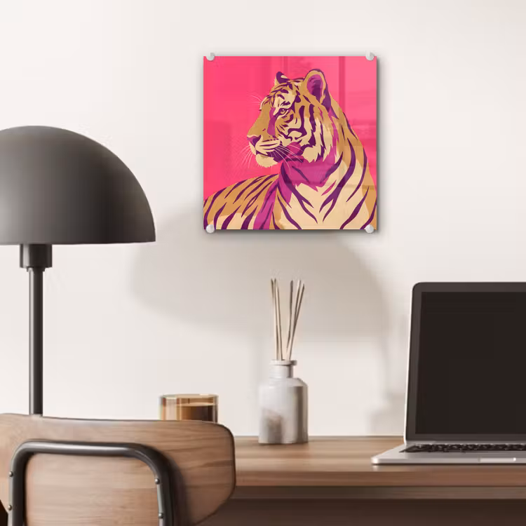 Glas schilderij - Tijger - Modern - Neon — 7