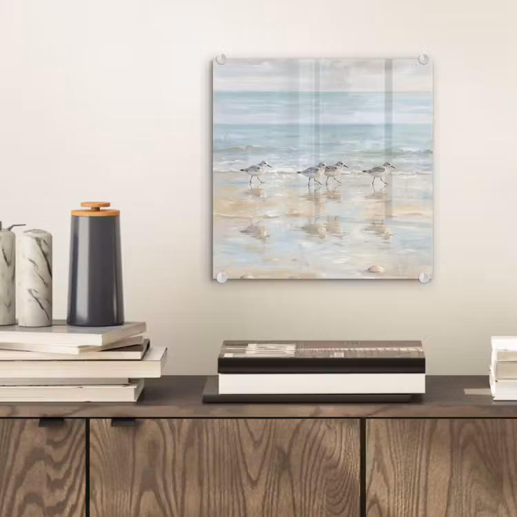 Glas schilderij - Vogels - Strand - Zee — 2
