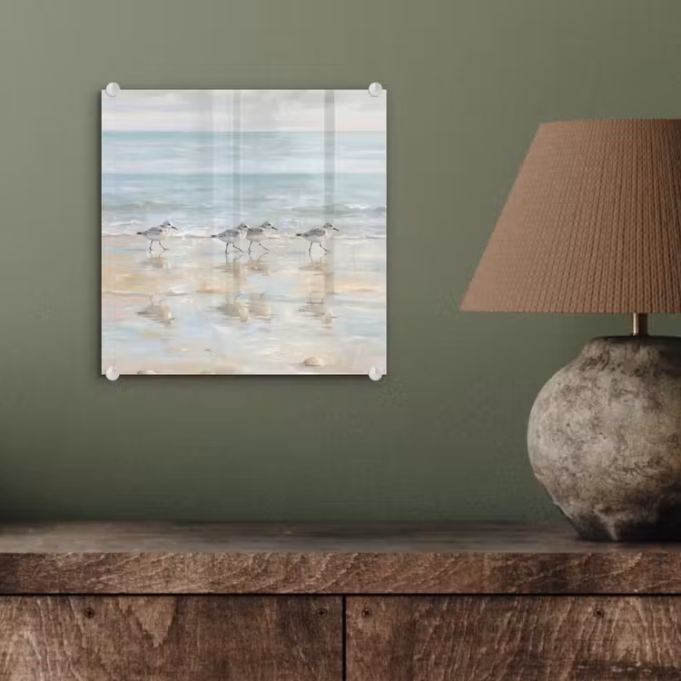 Glas schilderij - Vogels - Strand - Zee — 4