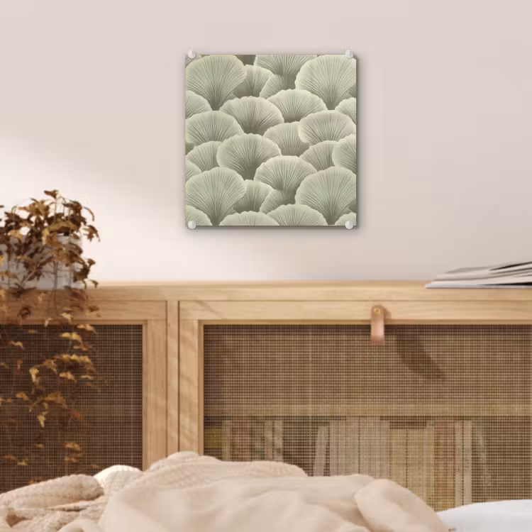 Glas schilderij - Waaier - Blad - Groen — 5