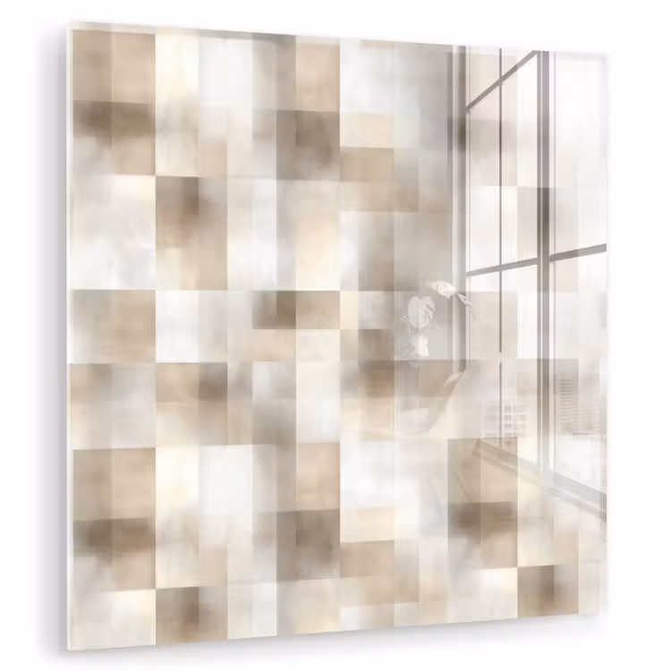 Glas schilderij - Textuur - Linnen - Beige — 1
