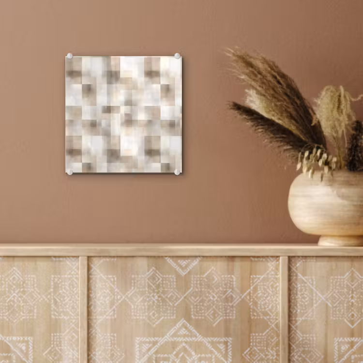 Glas schilderij - Textuur - Linnen - Beige — 6