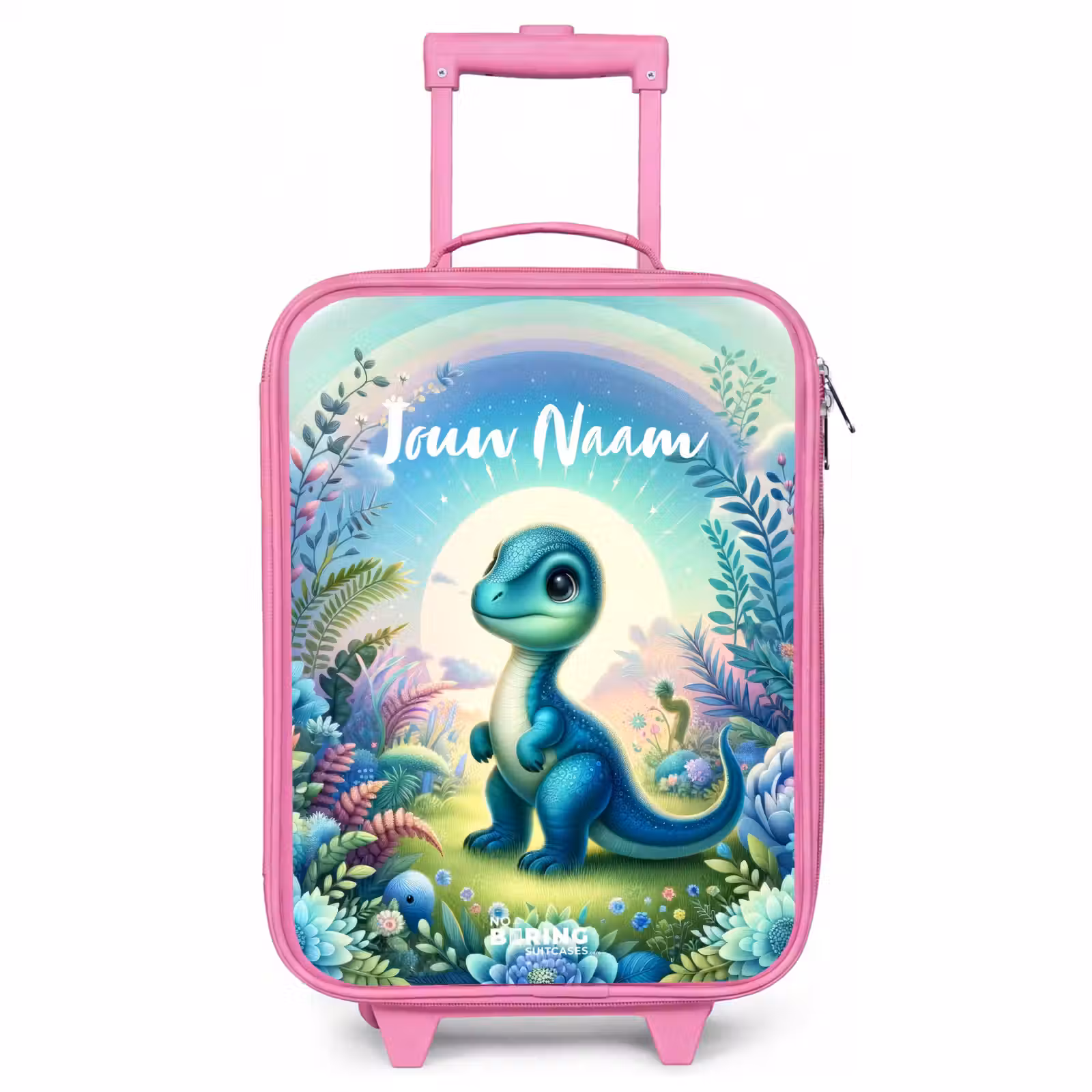 Kinderkoffer met naam - Roze - Django Dino — 1