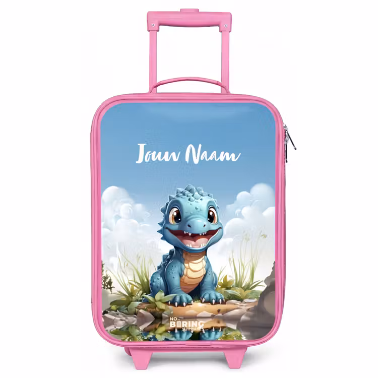 Kinderkoffer met naam - Roze - Darius Dino — 1
