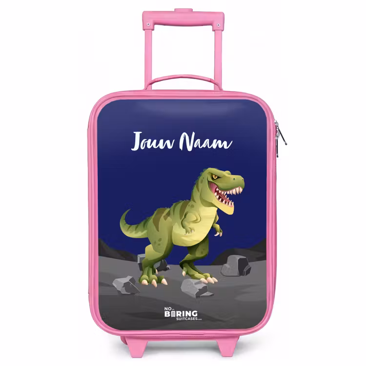 Kinderkoffer met naam - Roze - Tjibbe T-Rex — 1