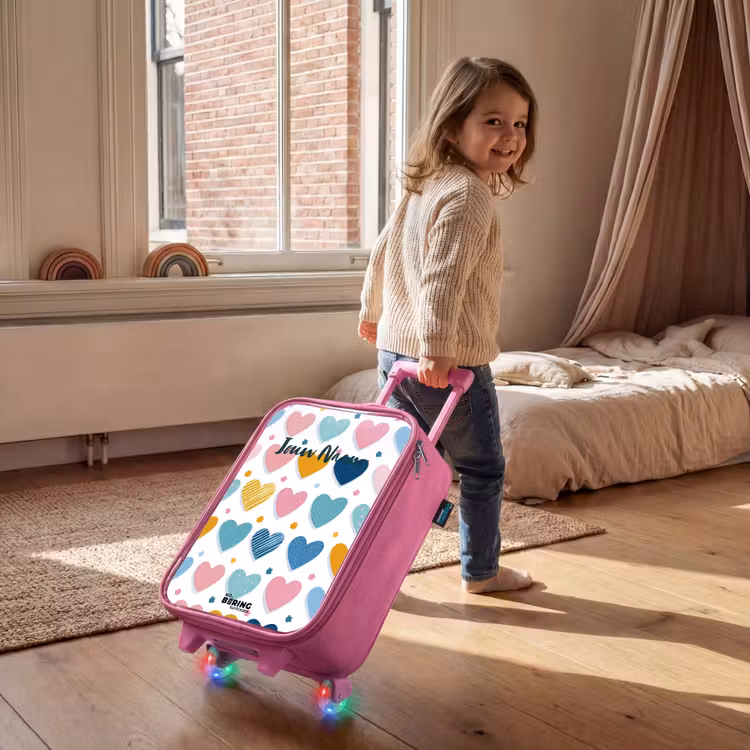 Kinderkoffer - Roze - Hartenpatroon — 3