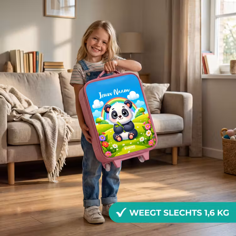 Kinderkoffer met naam - Roze - Pukkie Panda — 2