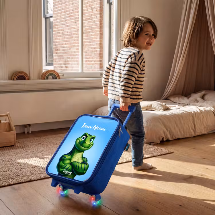 Kinderkoffer met naam - Blauw - Spierbundelsaurus — 3
