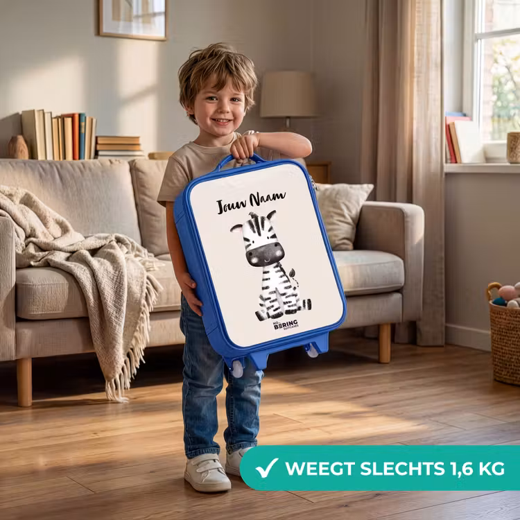 Kinderkoffer met naam - Blauw - Zoë Zebra — 2