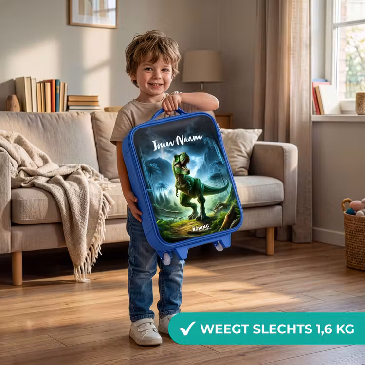 Kinderkoffer met naam - Blauw - Junglosaurus — 2