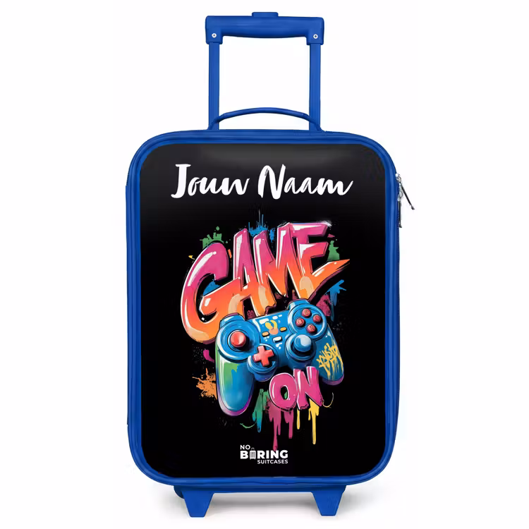 Kinderkoffer met naam - Blauw - Controller - Game - Graffiti - Tekst — 1