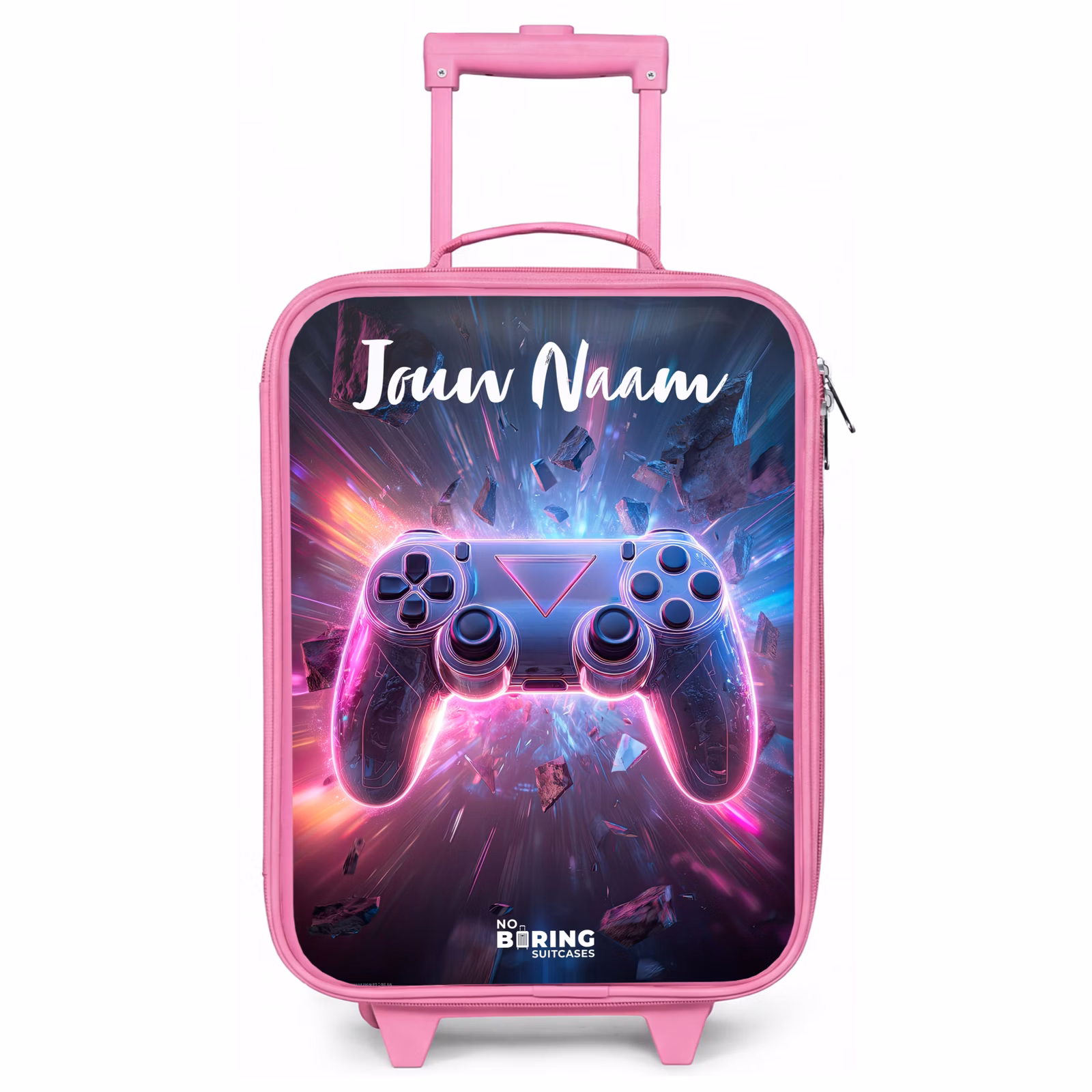 Kinderkoffer met naam - Roze - Controller - Neon - Game — 1