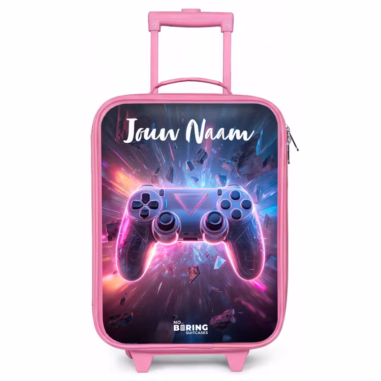 Kinderkoffer met naam - Roze - Controller - Neon - Game — 1