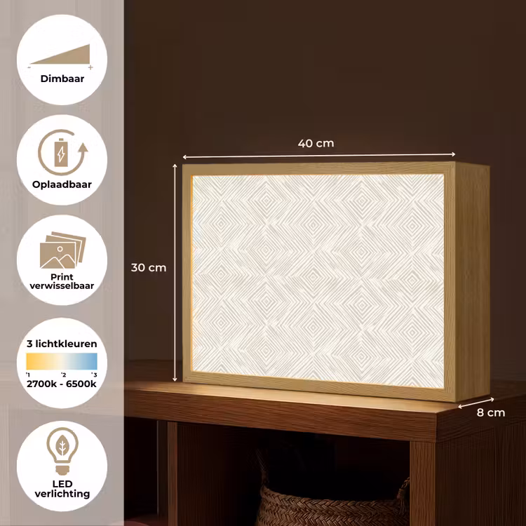 Lightbox - Wandlamp - Abstract - Ruiten - Beige — 10