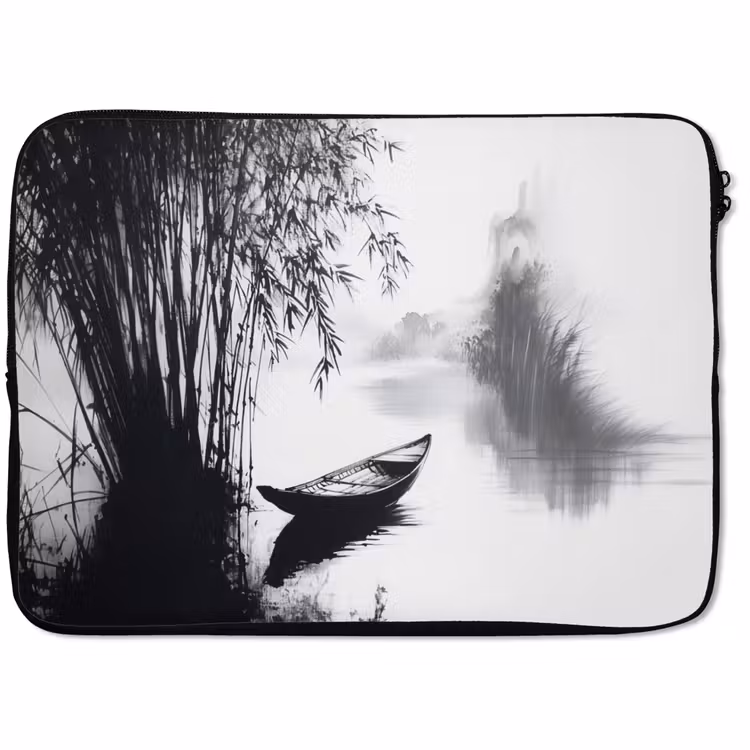 Laptophoes - Boot - Rivier - Bamboe - Wit — 1