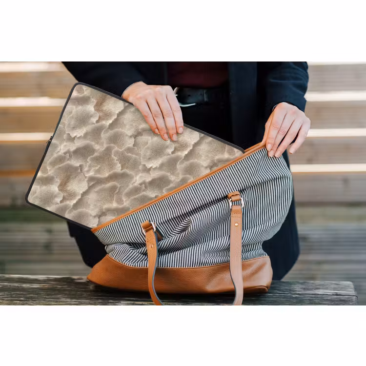 Laptophoes - Waaierstructuren - Beige - Vezeltextuur — 4