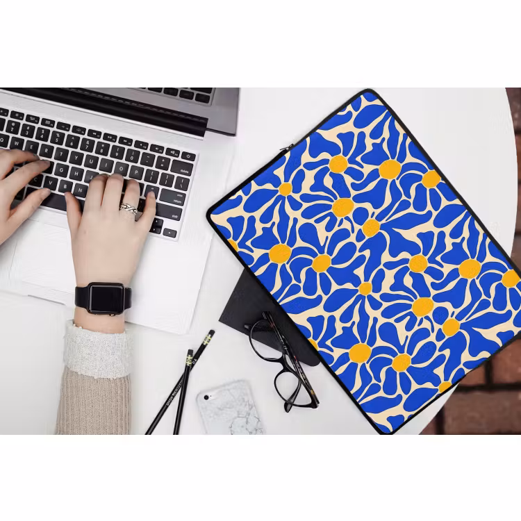 Laptophoes - Abstract - Bloem - Blauw — 3