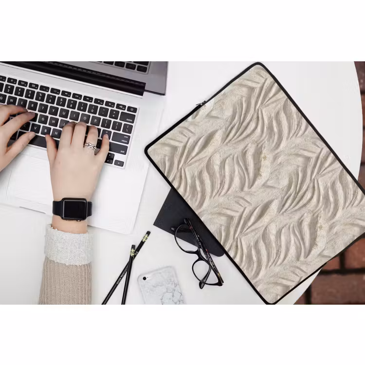 Laptophoes - Textuur - Reliëf - Beige — 3