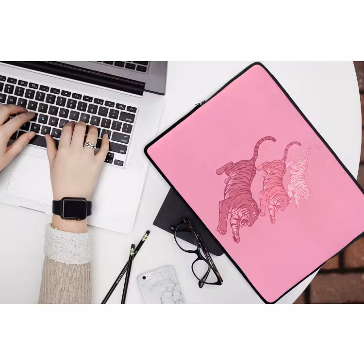 Laptophoes - Kat - Springend - Dieren - Roze - Modern — 3