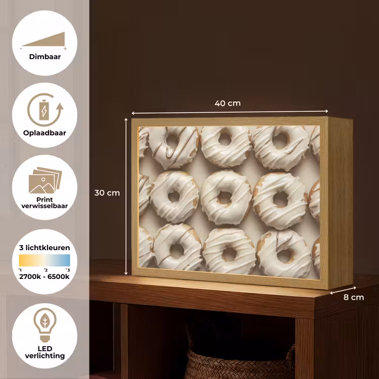 Lightbox - Wandlamp - Donuts - Chocolade - Wit - Beige — 10