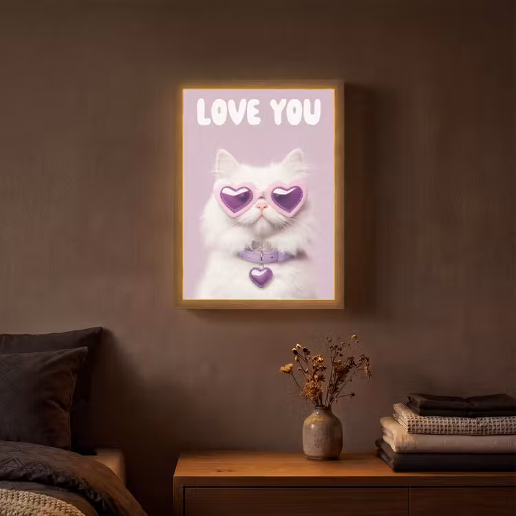 Lightbox - Wandlamp - Kat - Love - Paars - Valentijn — 3