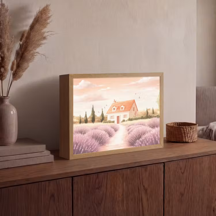 Lightbox - Wandlamp - Lavendelveld - Huis - Paars — 4