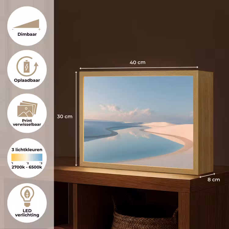 Lightbox - Wandlamp - Duinen - Waterplas - Oneindige rust — 10