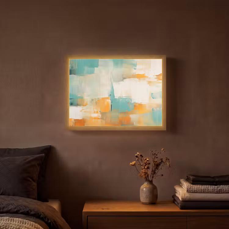 Lightbox - Wandlamp - Kunst - Abstract - Blauw - Wit — 3