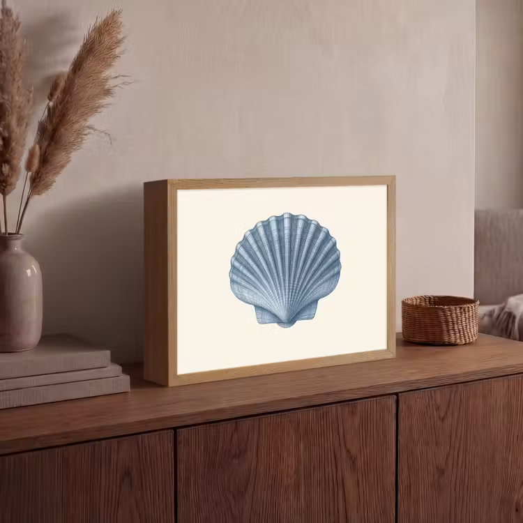 Lightbox - Wandlamp - Ribbels - Blauw - Schelp — 4