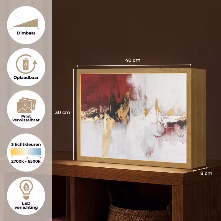 Lightbox - Wandlamp - Rood - Marmer - Abstract - Goud - Modern — 10