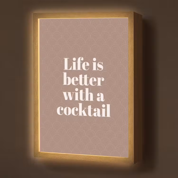 Lightbox - Wandlamp - Cocktail - Tekst - Patroon - Wit — 1