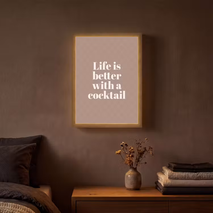 Lightbox - Wandlamp - Cocktail - Tekst - Patroon - Wit — 3