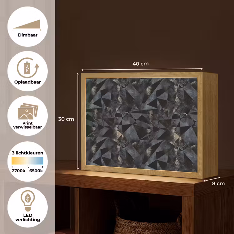 Lightbox - Wandlamp - Driehoeken - Abstract - Donker — 10