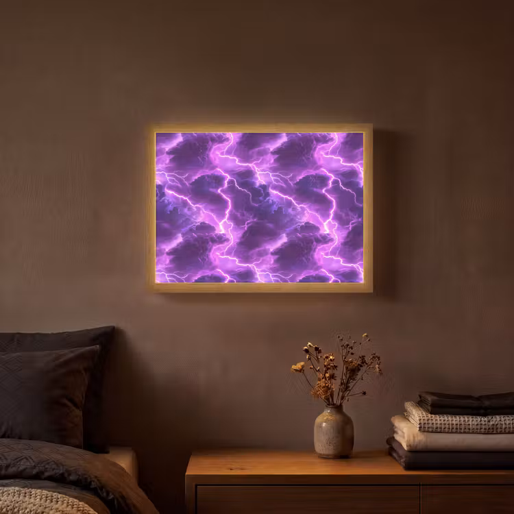 Lightbox - Wandlamp - Paars - Bliksem - Wolken — 3