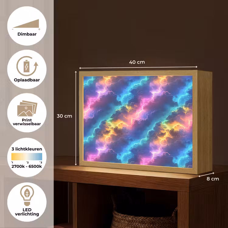 Lightbox - Wandlamp - Storm - Bliksem - Regenboog — 10