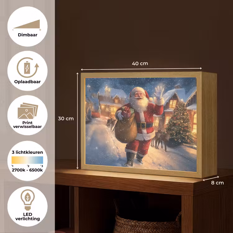 Lightbox - Wandlamp - Kerstman - Dorp - Hert - Donker — 10