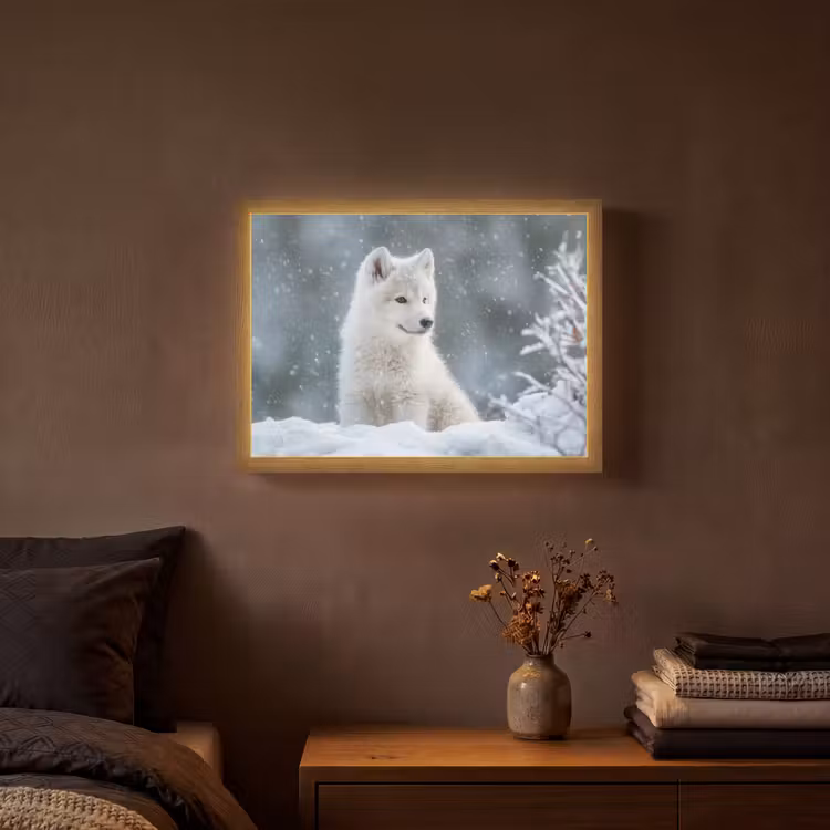 Lightbox - Wandlamp - Wolf - Pup - Sneeuw — 3