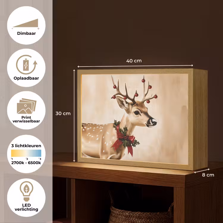 Lightbox - Wandlamp - Gewei - Kerst - Rendier - Rood — 10