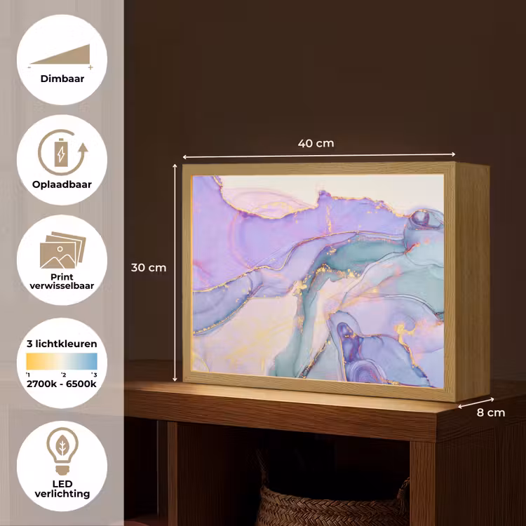 Lightbox - Wandlamp - Goud - Marmer - Paars — 10