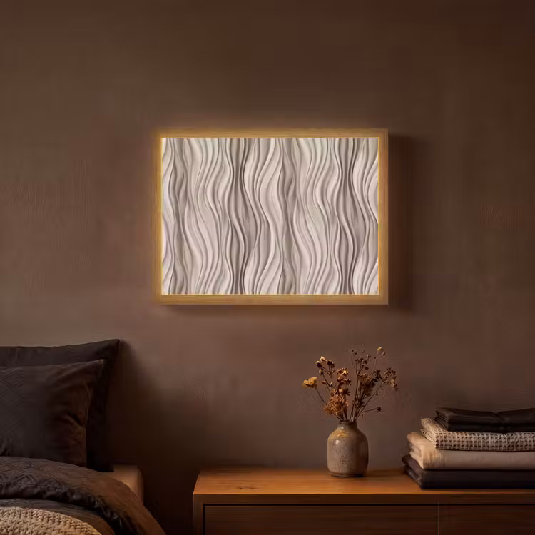 Lightbox - Wandlamp - Golven - 3D - Crème — 3